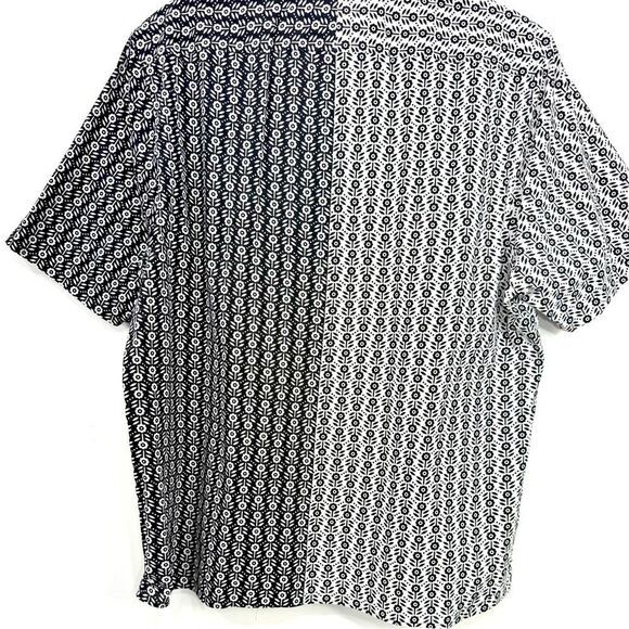 Ted Baker London Black White Floral Contrast Lightweight Short Sleeve Shirt - Picture 5 of 16